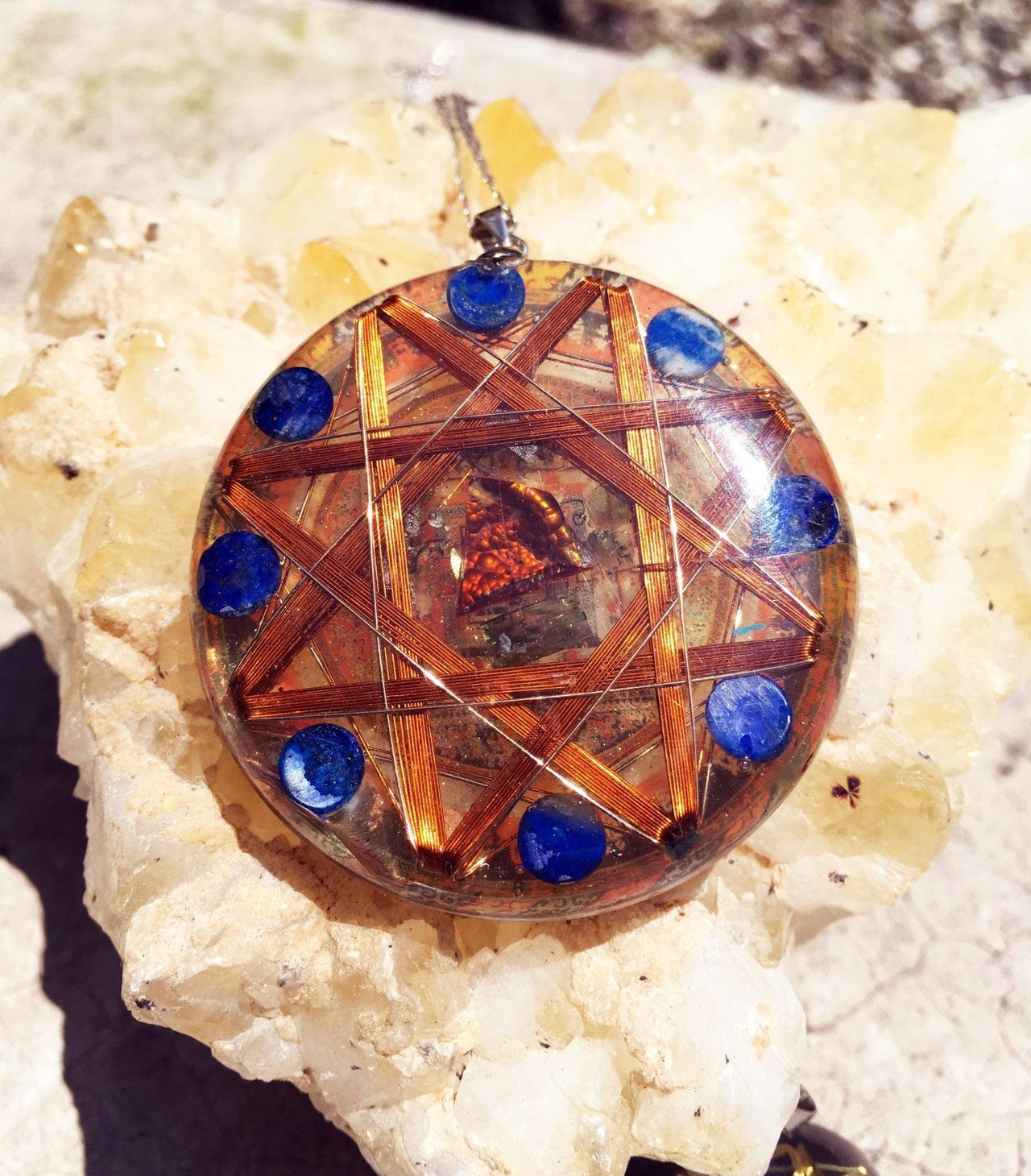 Dark Magic Protector Kalachakra 14k Gold Protective Crystals - Metayantra Consciencia