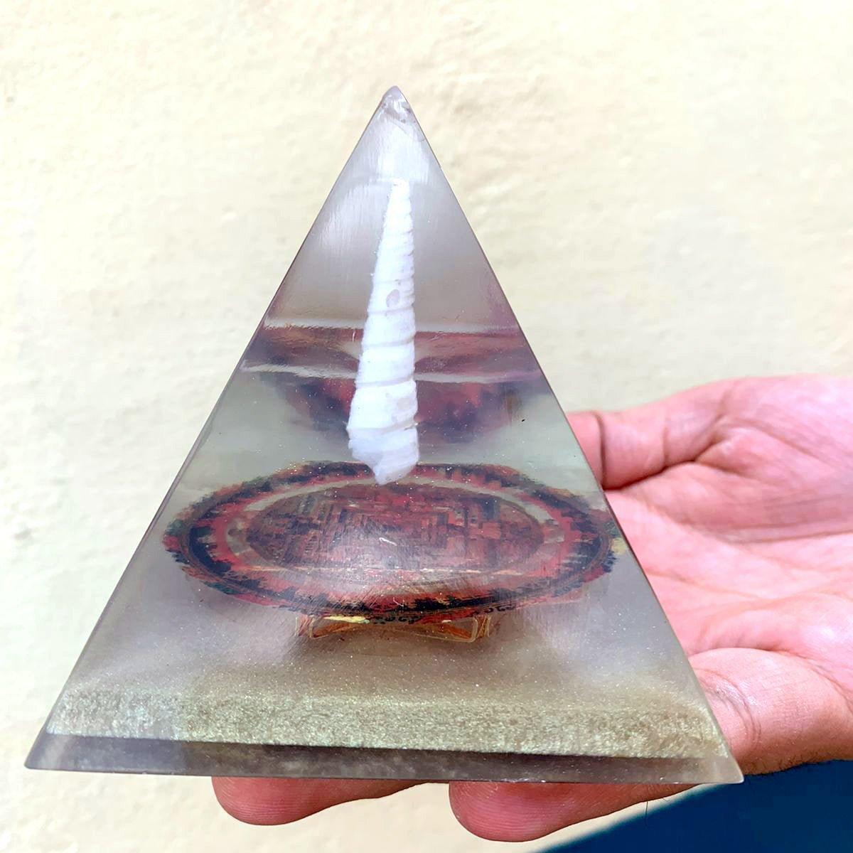 Pyramid with 14K Gold for Protection against Black Magic Kalachakra - Metayantra WorldWide